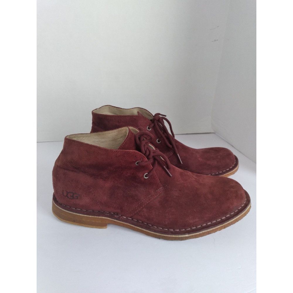 UGG‎ Australia Leighton Burgundy Suede Chukka Desert Boots Mens Wine Red